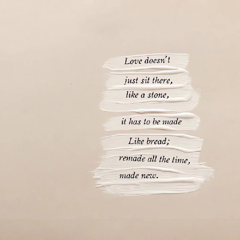 爱不是凭空出现的一成不变的磐石爱是需要用心烘焙的面包爱是千千万万次再起面团重开炉灶的精心坚持